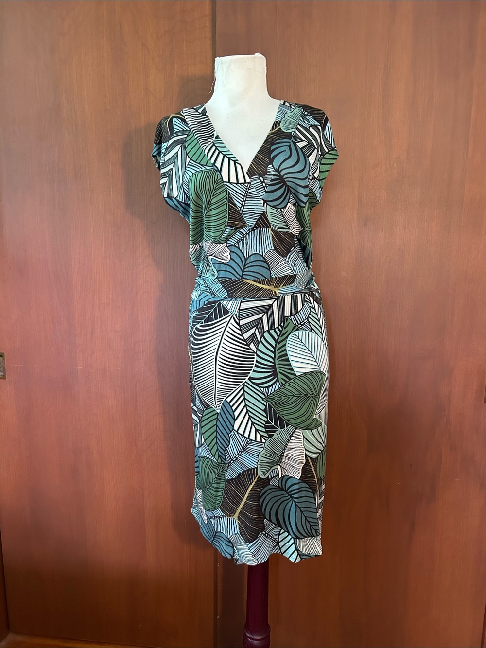 Tori Richard Silk Palm Print Dress